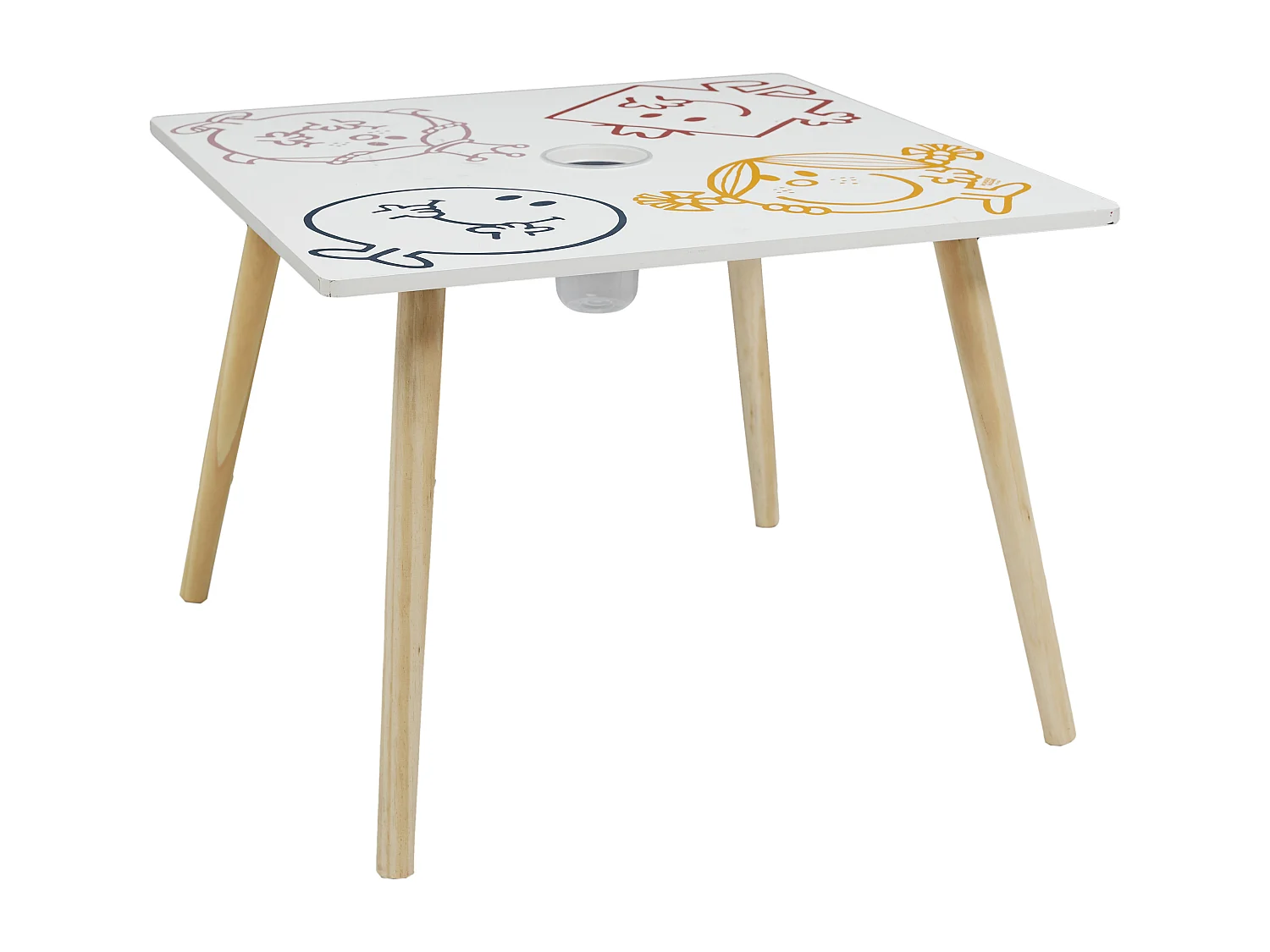 Table Avec Pot A Crayons Monsieur Madame Blanc, Jaune, Rouge, Bleu, Rose