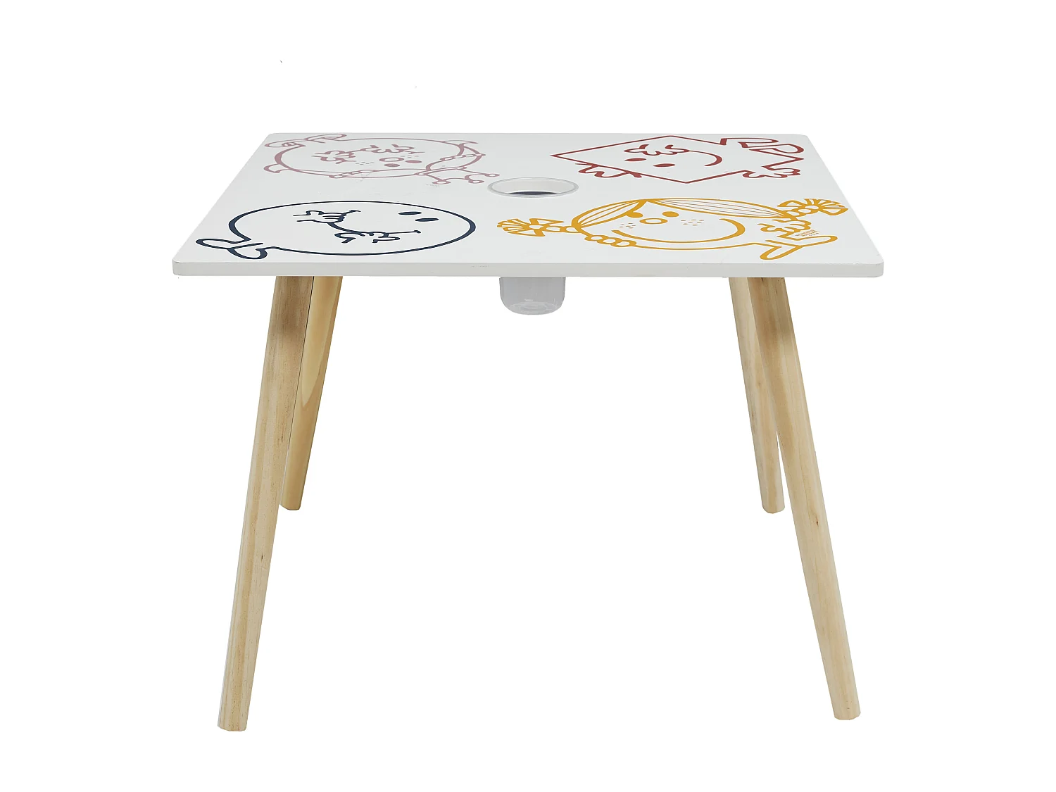 Table Avec Pot A Crayons Monsieur Madame Blanc, Jaune, Rouge, Bleu, Rose