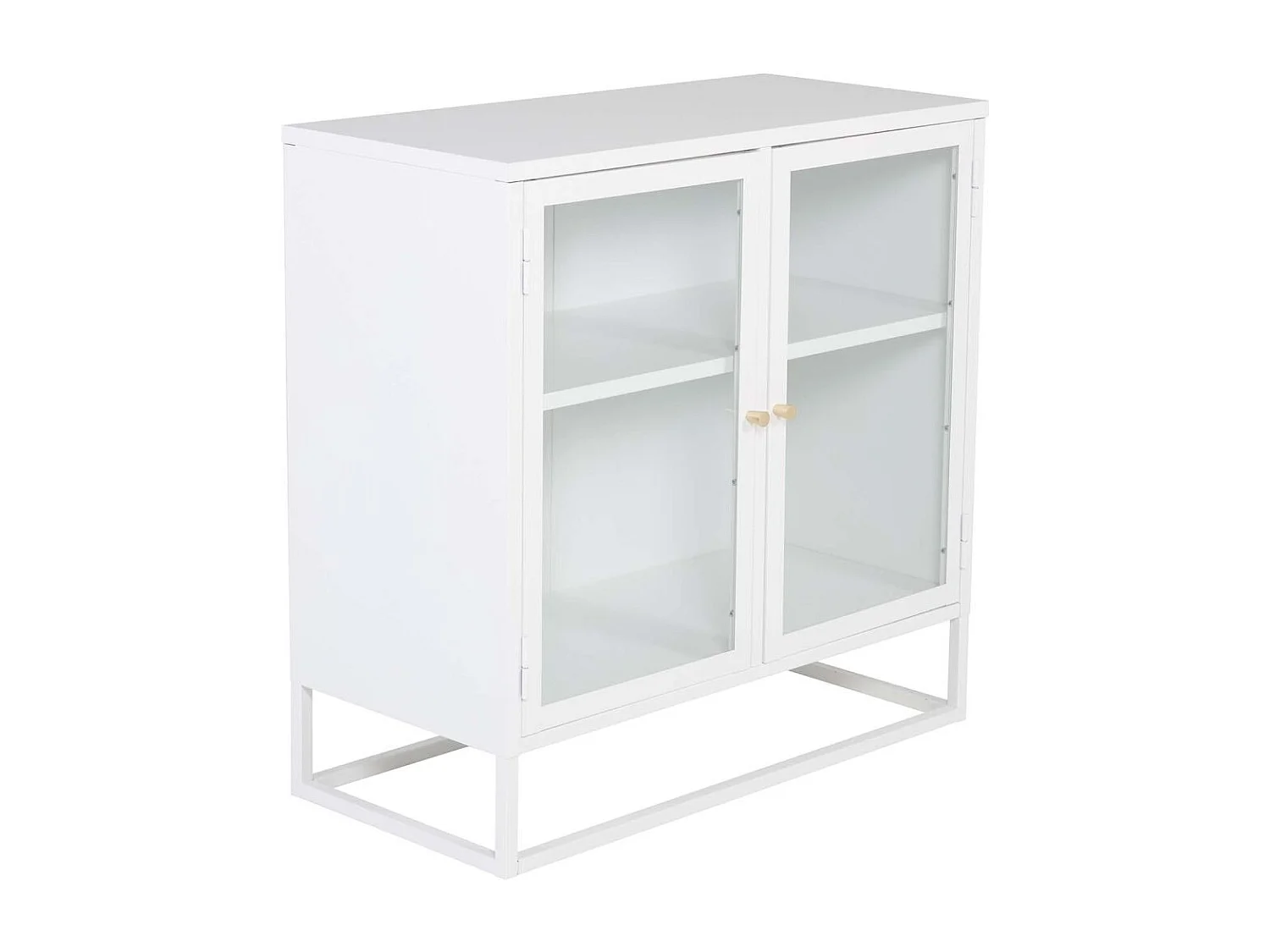 Bakal dressoir 2 glasdeuren, 2 planken, wit.