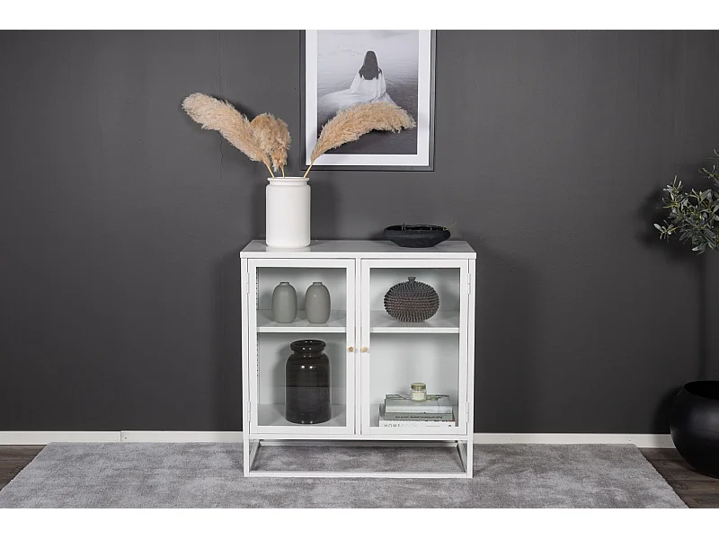 Vitrine 2 Portes "Bakal" 85cm Blanc