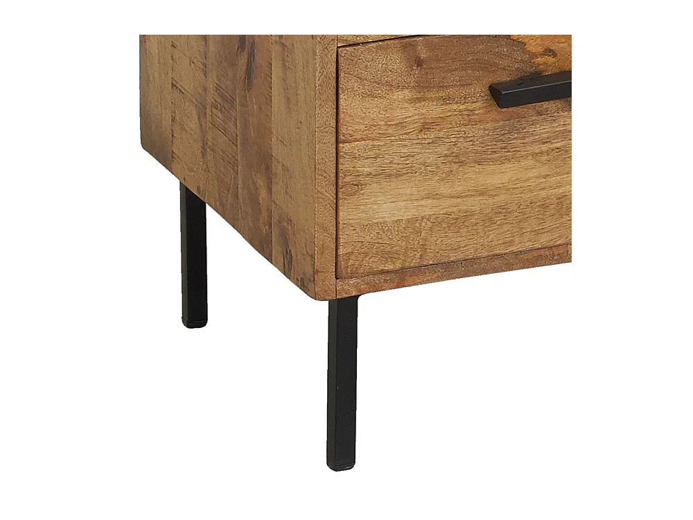 Commode en manguier naturel et teinté noir Damier 2 portes + 4 tiroirs
