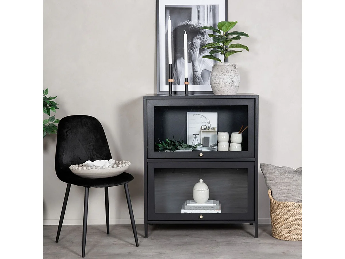 Bakal dressoir 2 deuren, 4 planken, zwart.