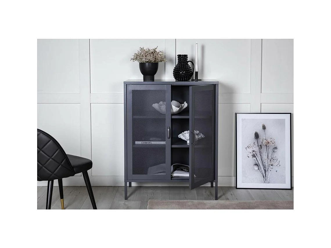 Buffet 2 Portes en Métal "Misha" 101cm Gris