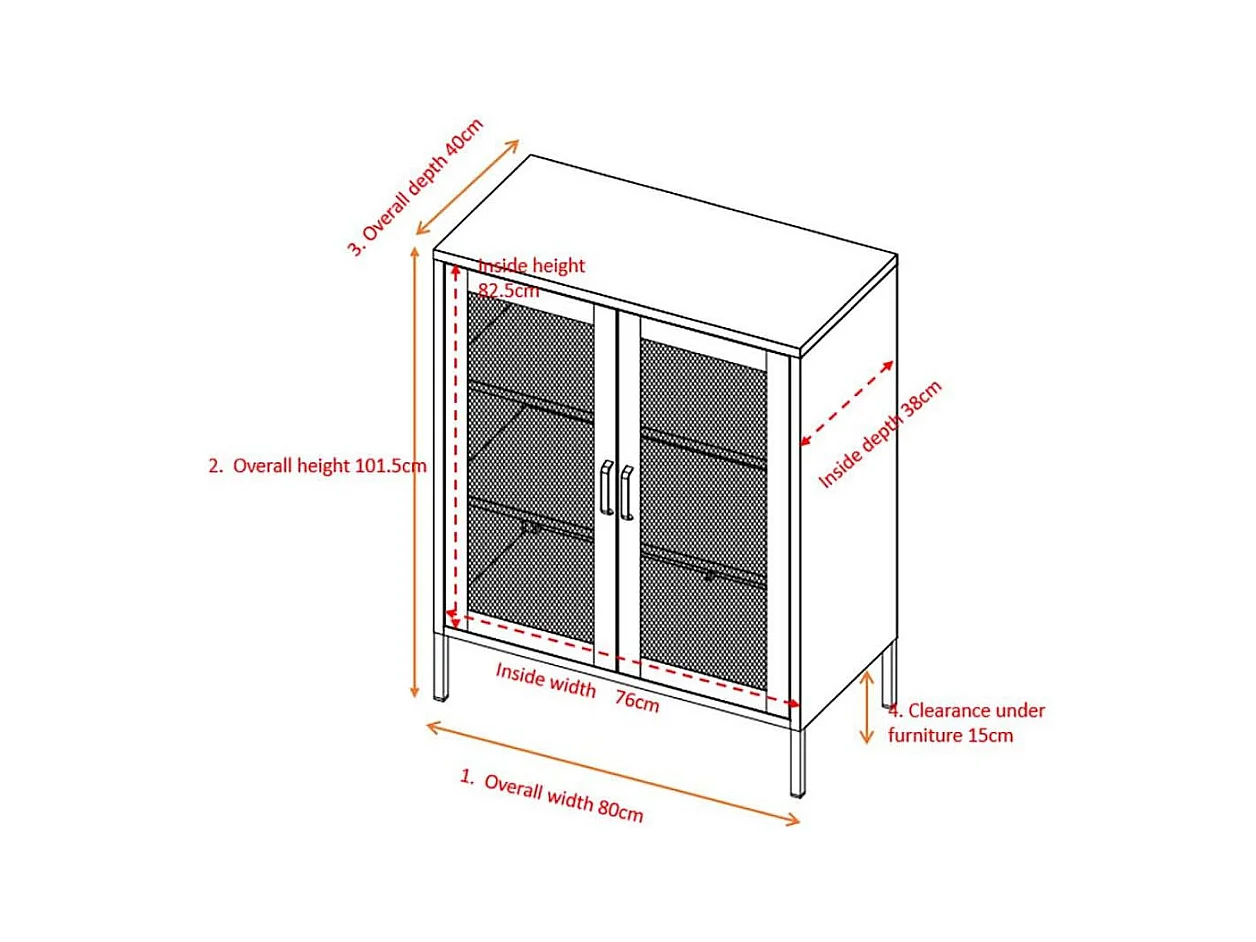 Buffet 2 Portes en Métal "Misha" 101cm Gris