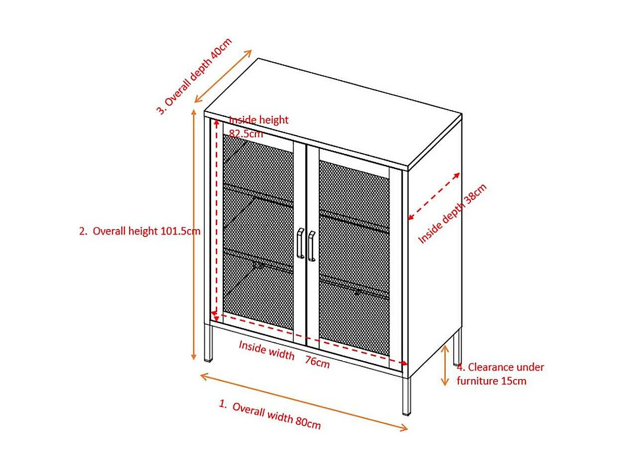 Buffet 2 Portes en Métal "Misha" 101cm Gris