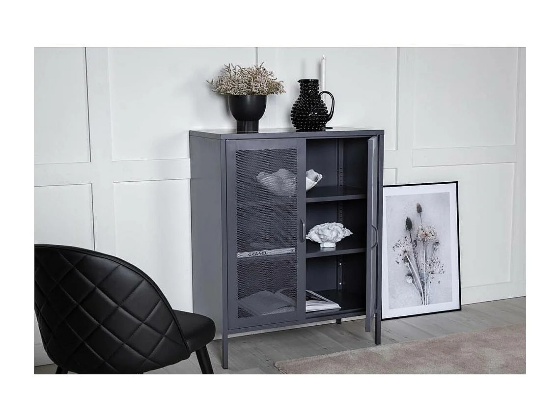 Buffet 2 Portes en Métal "Misha" 101cm Gris