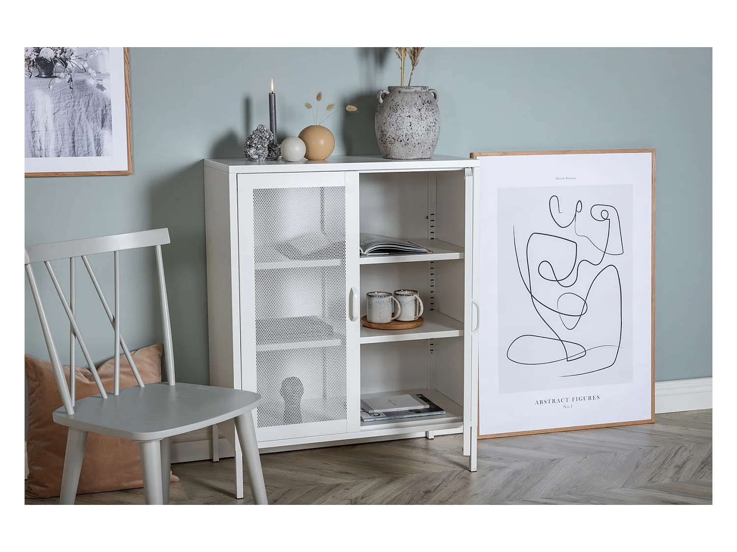 Buffet 2 Portes en Métal "Misha" 101cm Blanc