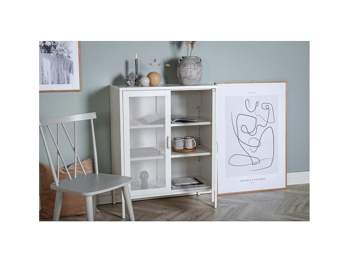 Buffet 2 Portes en Métal "Misha" 101cm Blanc