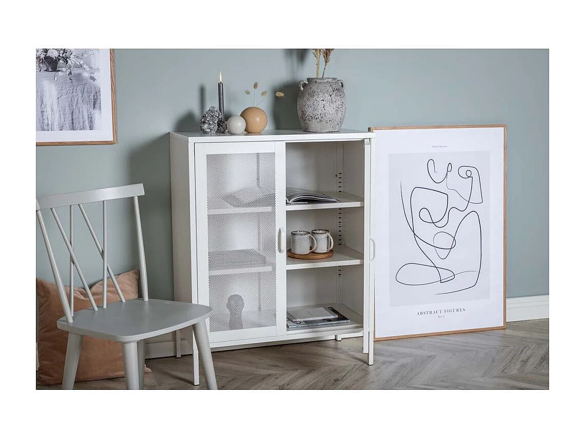 Buffet 2 Portes en Métal "Misha" 101cm Blanc