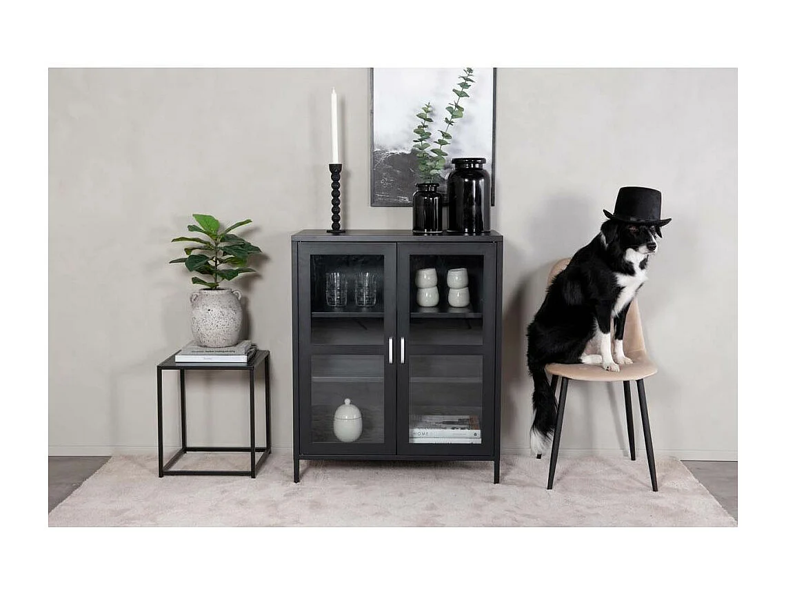 Vitrine 2 Portes "Acero" 97cm Noir