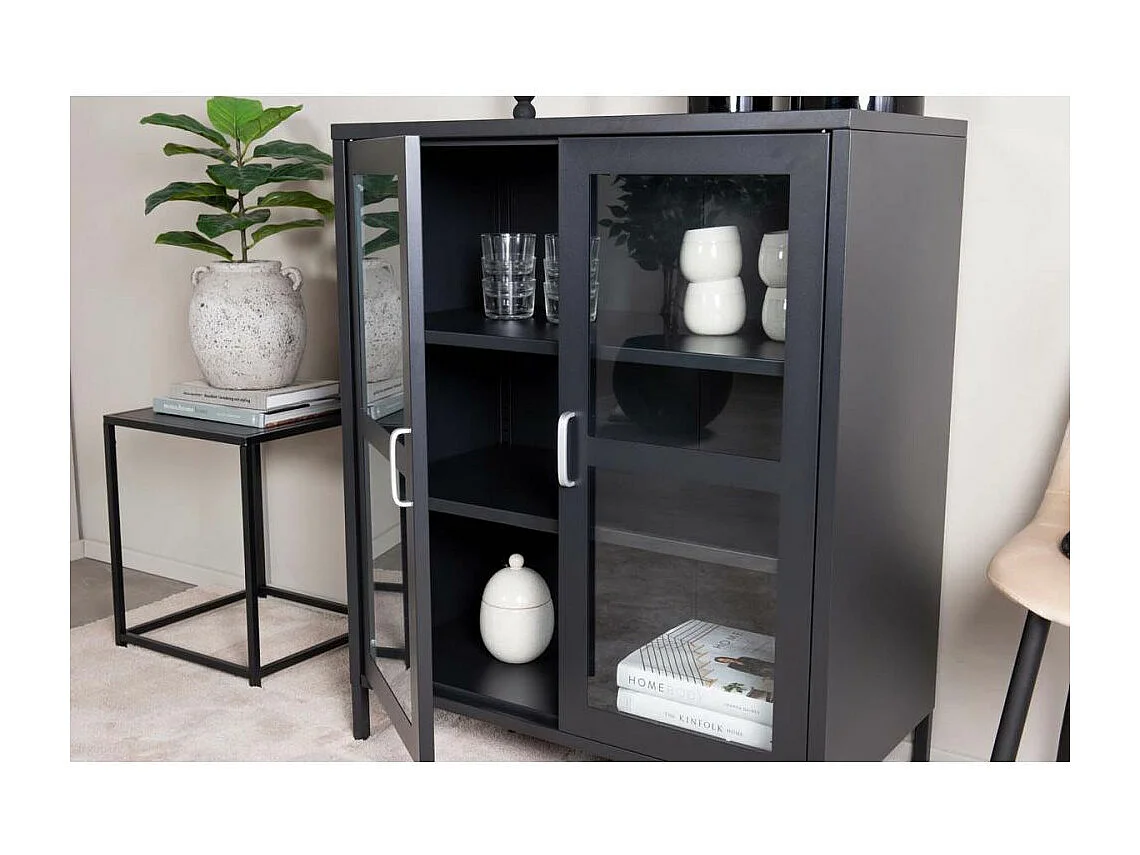 Vitrine 2 Portes "Acero" 97cm Noir