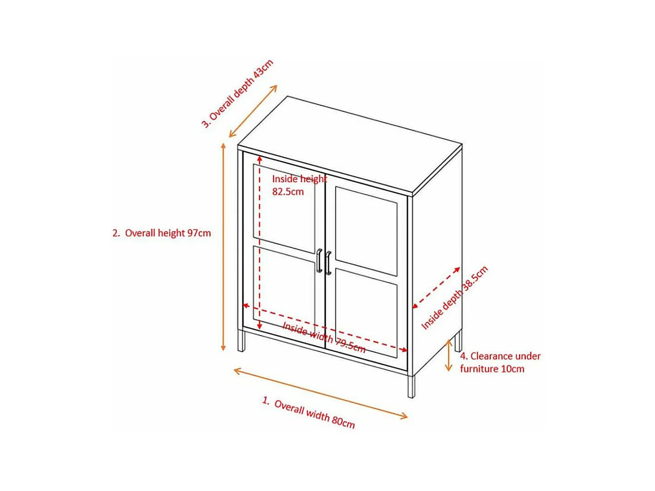 2-türiges Sideboard aus Stahl Acero