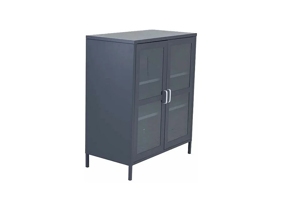 Vitrine 2 Portes "Acero" 97cm Gris Clair