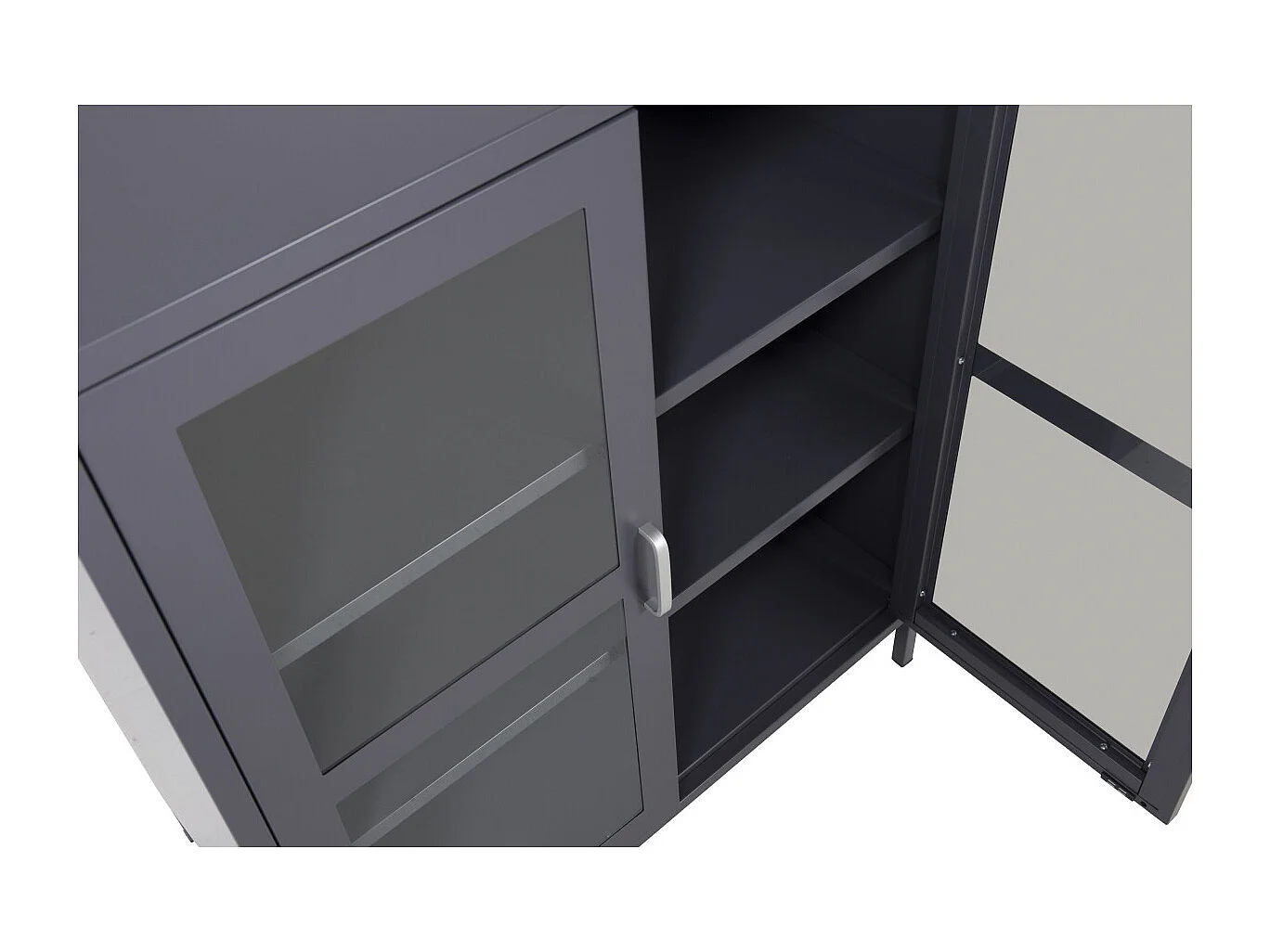 Vitrine 2 Portes "Acero" 97cm Gris Clair