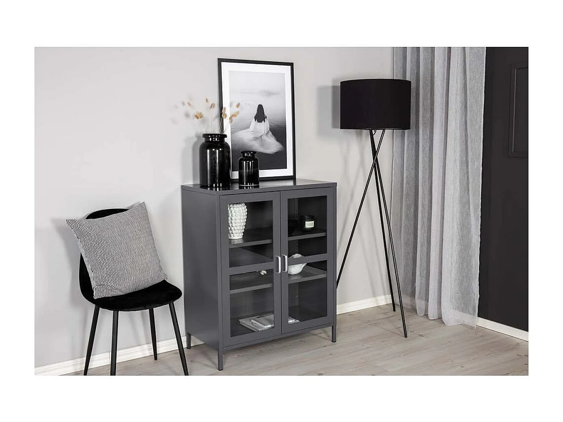 Vitrine 2 Portes "Acero" 97cm Gris Clair