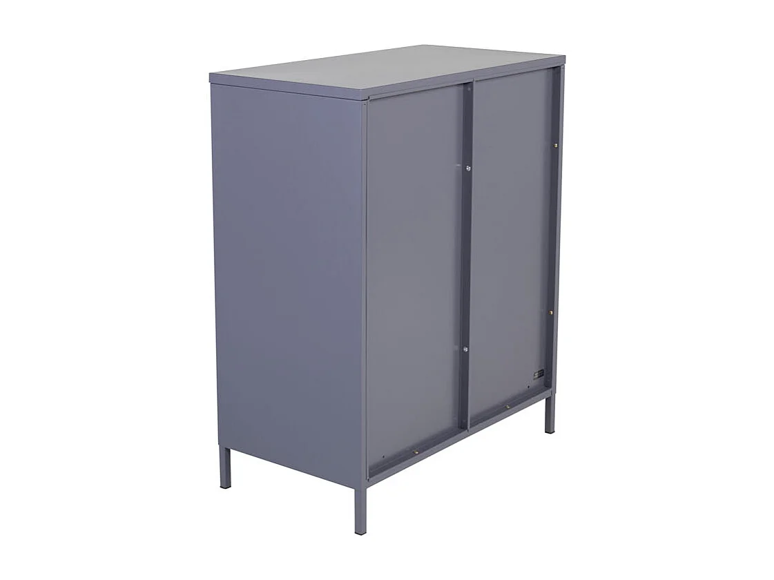Acero Buffet 2 portes, 3 tablettes de rangement, gris clair.