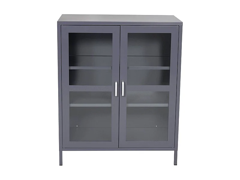 Vitrine 2 Portes "Acero" 97cm Gris Clair