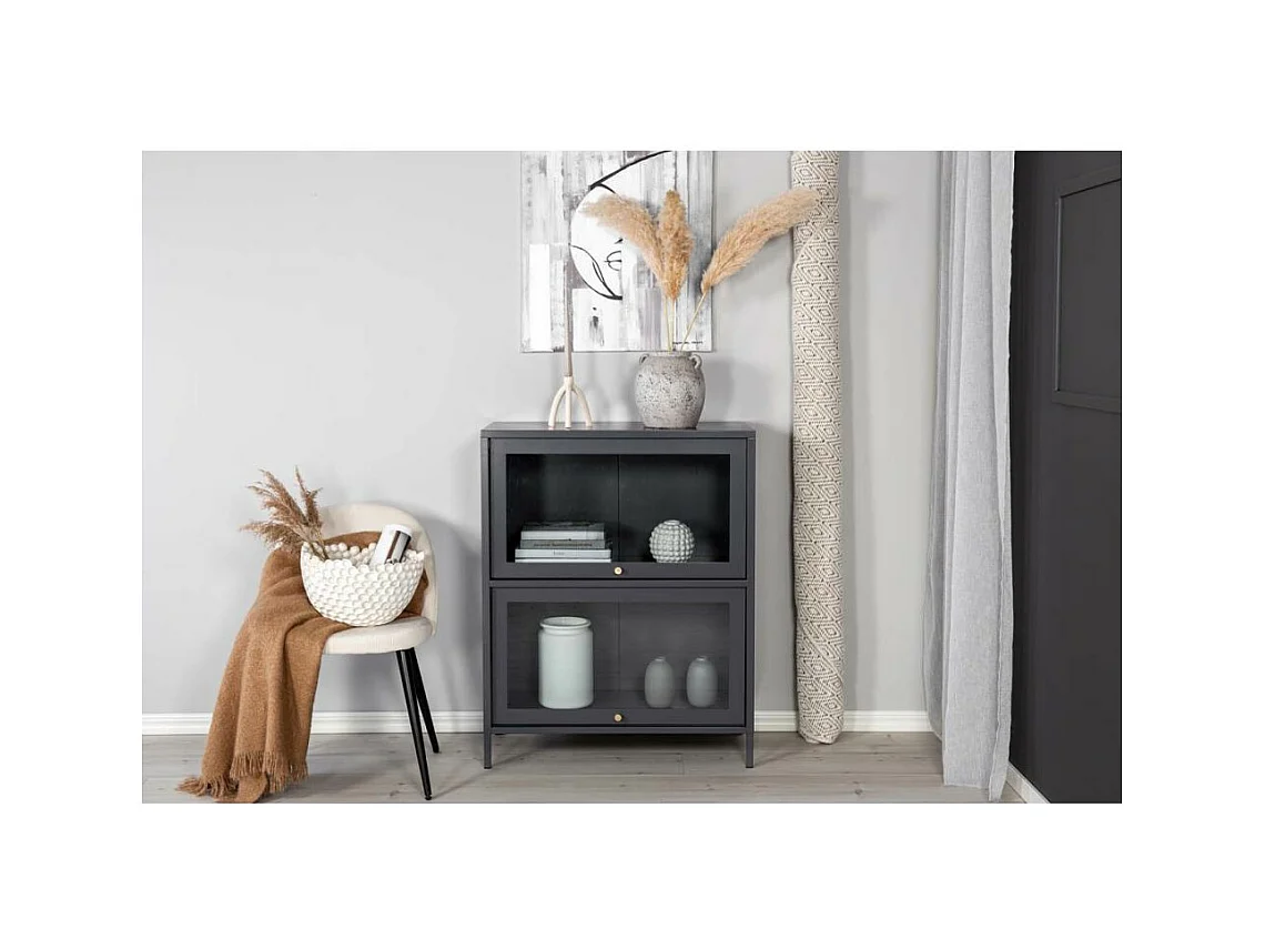 Vitrine 2 Portes "Bakal" 100cm Gris Clair