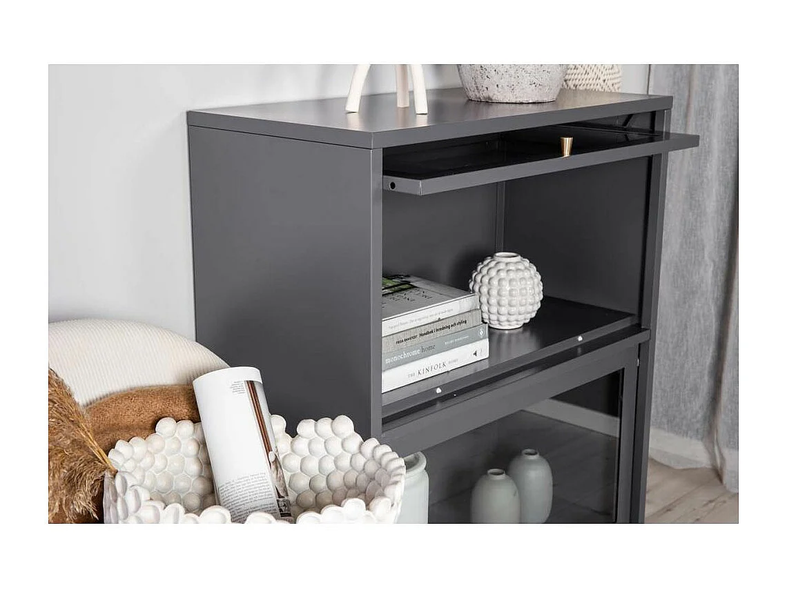 Vitrine 2 Portes "Bakal" 100cm Gris Clair