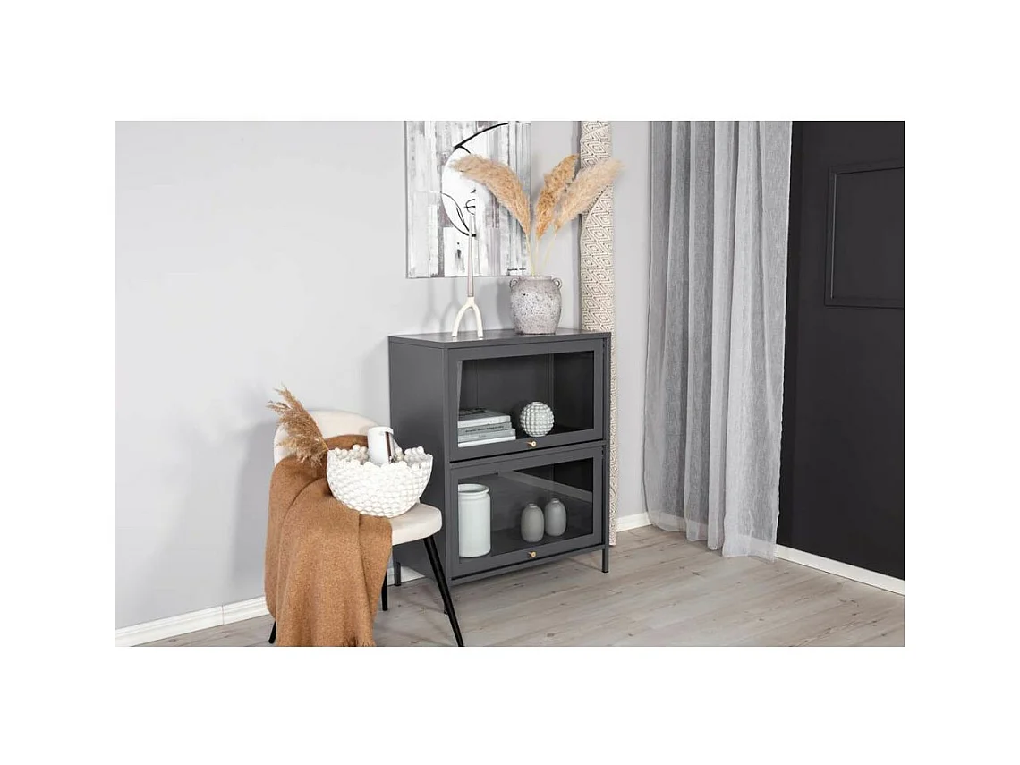 Vitrine 2 Portes "Bakal" 100cm Gris Clair