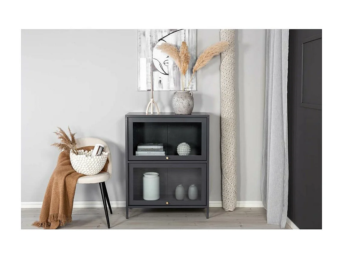 Vitrine 2 Portes "Bakal" 100cm Gris Clair