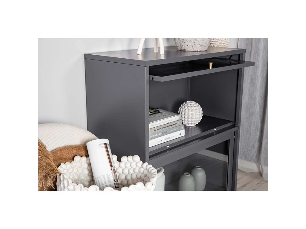 Vitrine 2 Portes "Bakal" 100cm Gris Clair