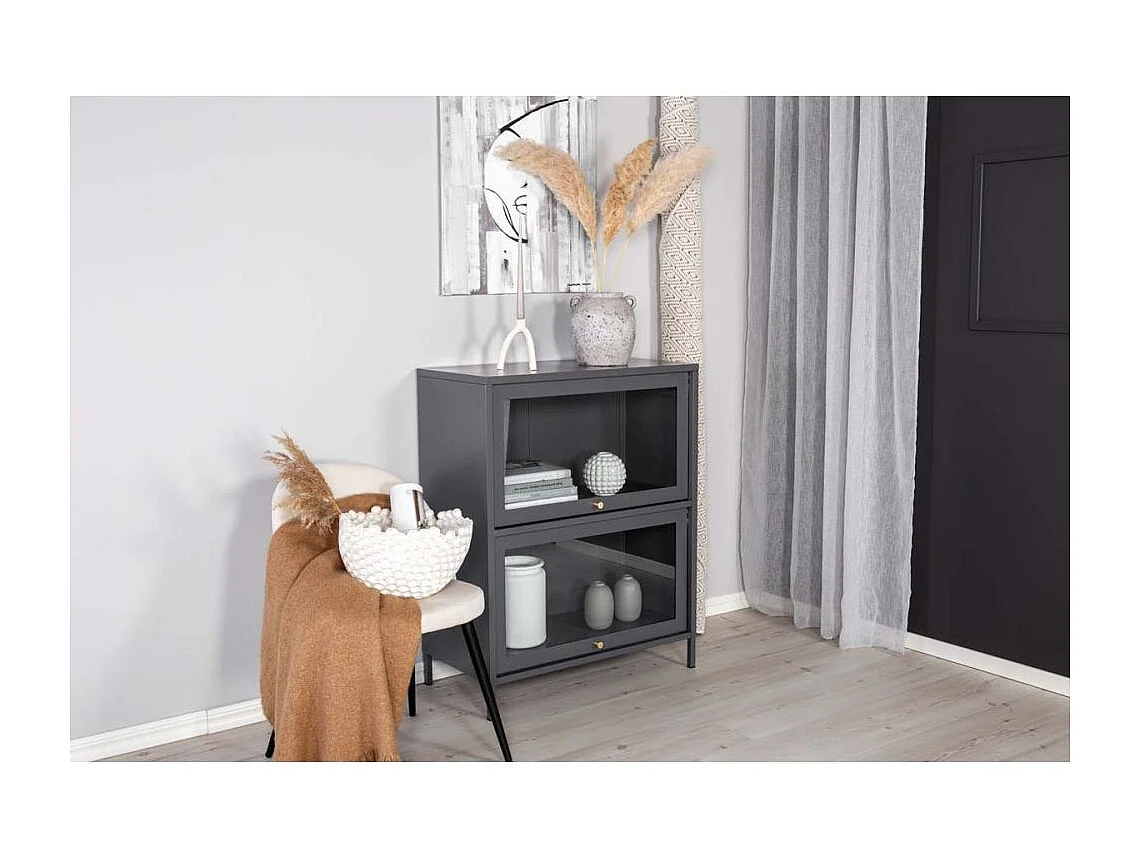 Vitrine 2 Portes "Bakal" 100cm Gris Clair