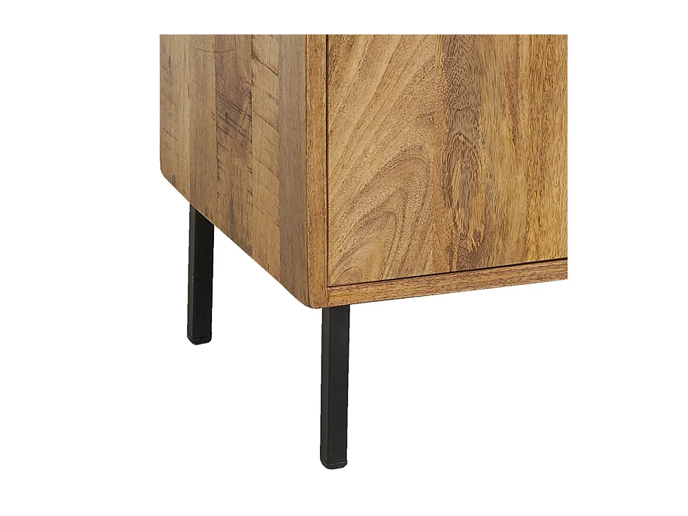 Commode en manguier naturel et teinté noir Damier 3 portes + 1 niche de rangement