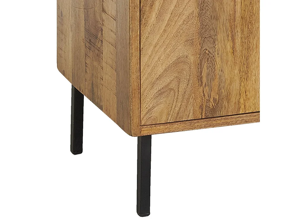 Commode en manguier naturel et teinté noir Damier 3 portes + 1 niche de rangement