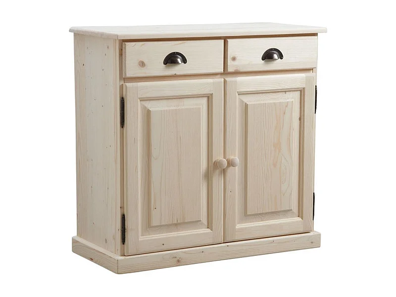 Buffet en bois brut 2 portes 2 tiroirs