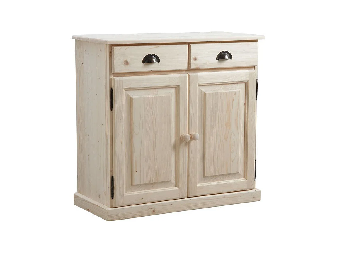 Buffet en bois brut 2 portes 2 tiroirs