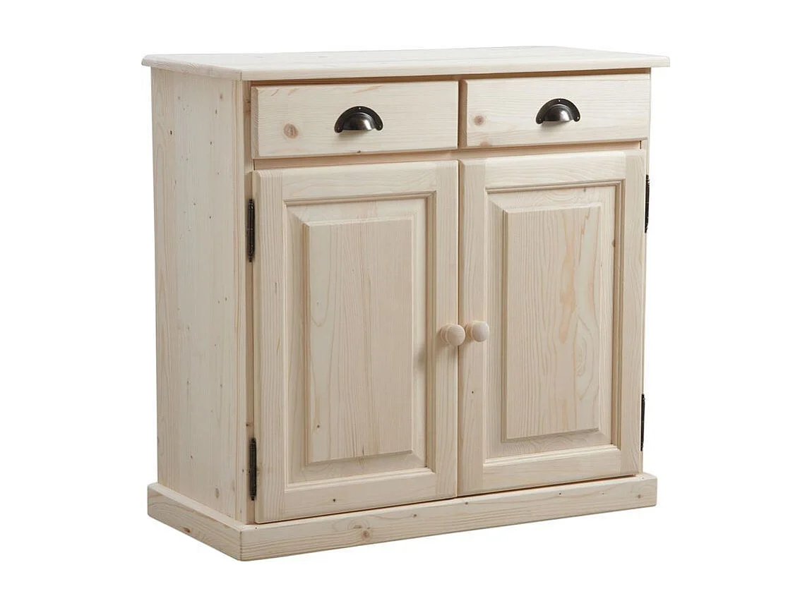 Buffet en bois brut 2 portes 2 tiroirs
