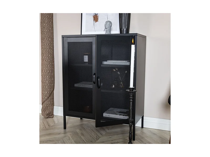 Buffet 2 Portes en Métal "Misha" 101cm Noir