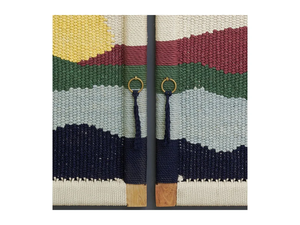 Buffet artisanal en manguier et coton tissé SUNSET 2 portes