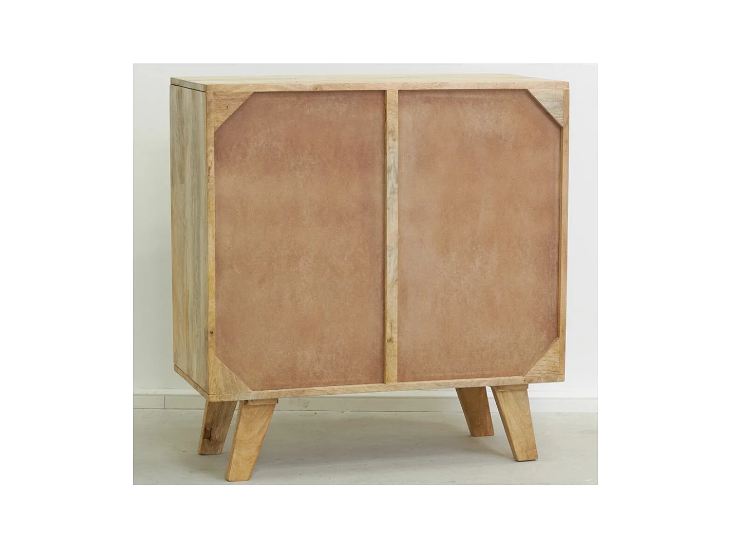 Buffet artisanal en manguier et coton tissé SUNSET 2 portes