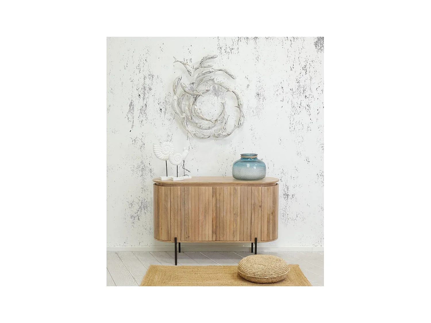 Buffet en bois de manguier lamé