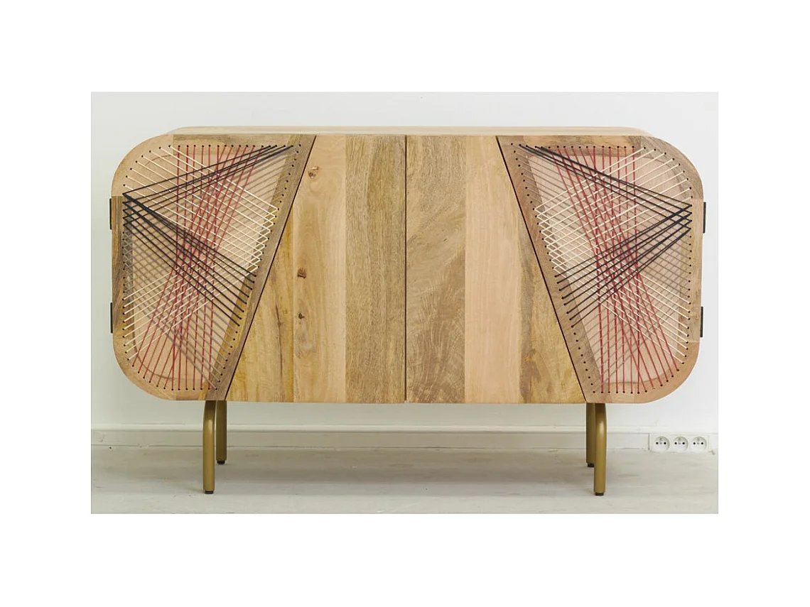 Buffet en manguier STRING ART 4 portes