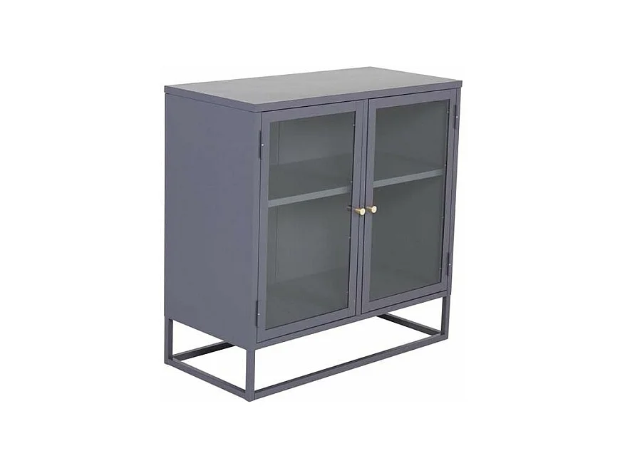 Vitrine 2 Portes "Bakal" 85cm Gris Clair
