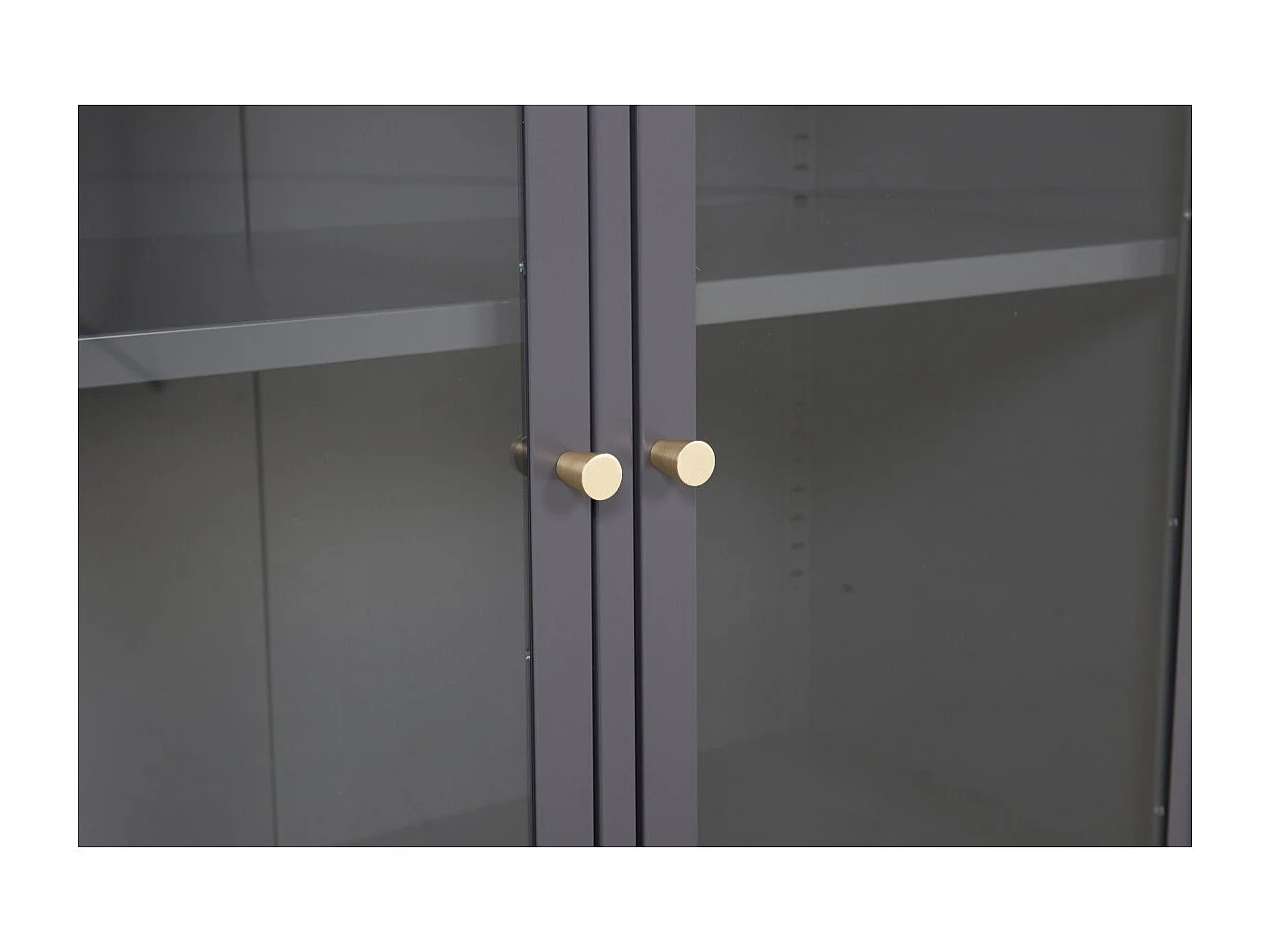 Bakal dressoir 2 glasdeuren, 2 planken, lichtgrijs.