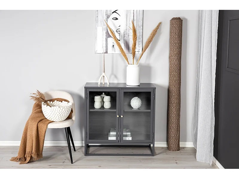 Vitrine 2 Portes "Bakal" 85cm Gri