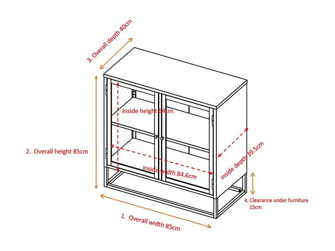 Vitrine 2 Portes "Bakal" 85cm Noir