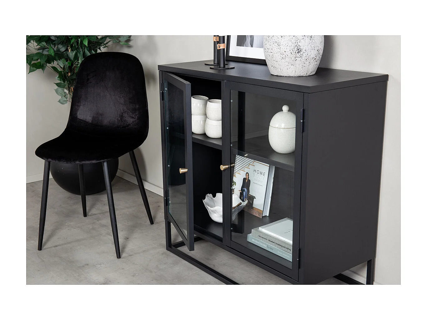 Vitrine 2 Portes "Bakal" 85cm Noir