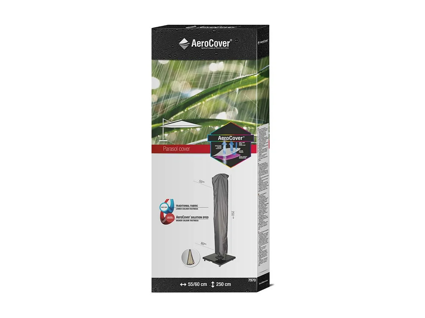 Housse de protection respirante pour parasol à bras déporté Pour parasol à bras déporté H 250 x55/60 cm