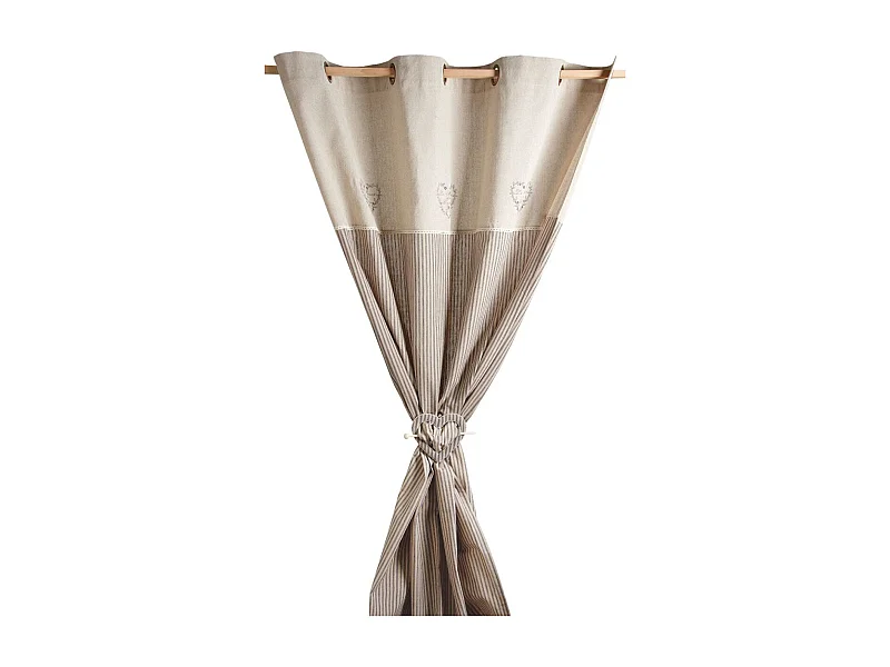 Rideau coeurs gris avec embrasse