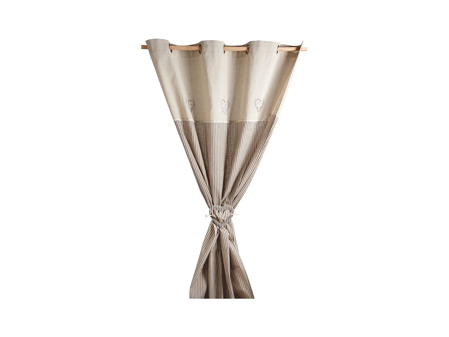 Rideau coeurs gris avec embrasse