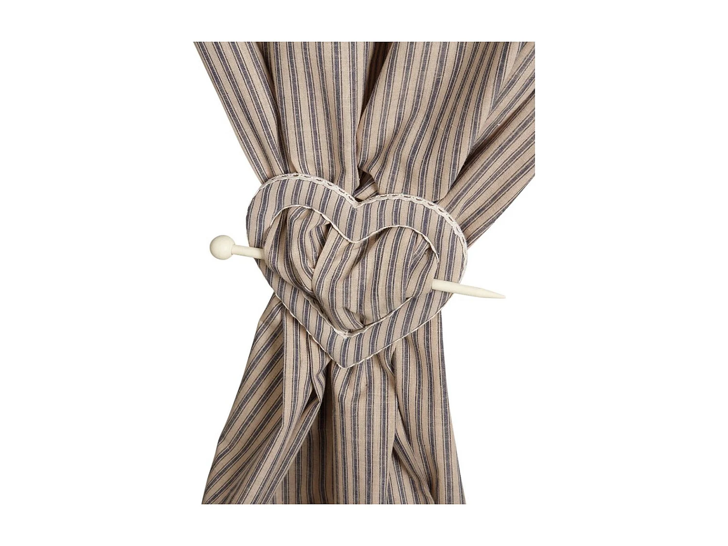 Rideau coeurs gris avec embrasse