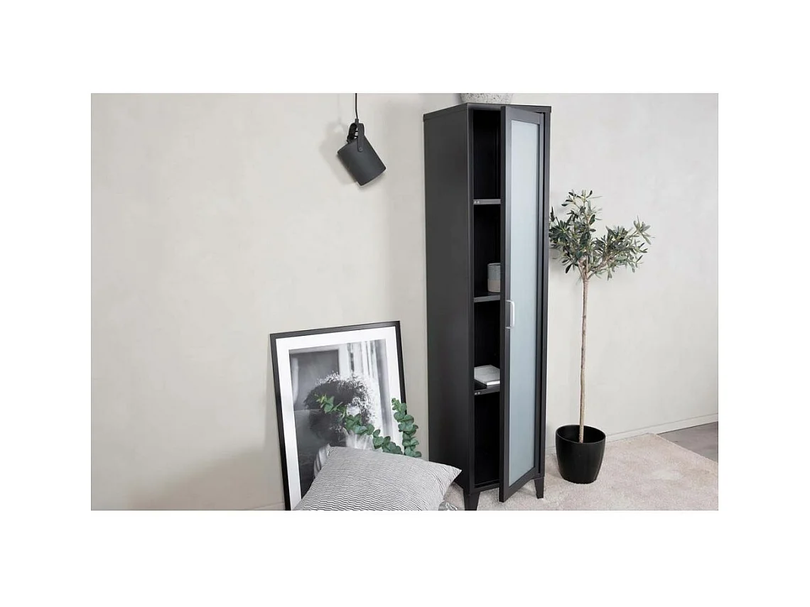 Vitrine Avec Porte Givrée "Acero" 150cm Noir