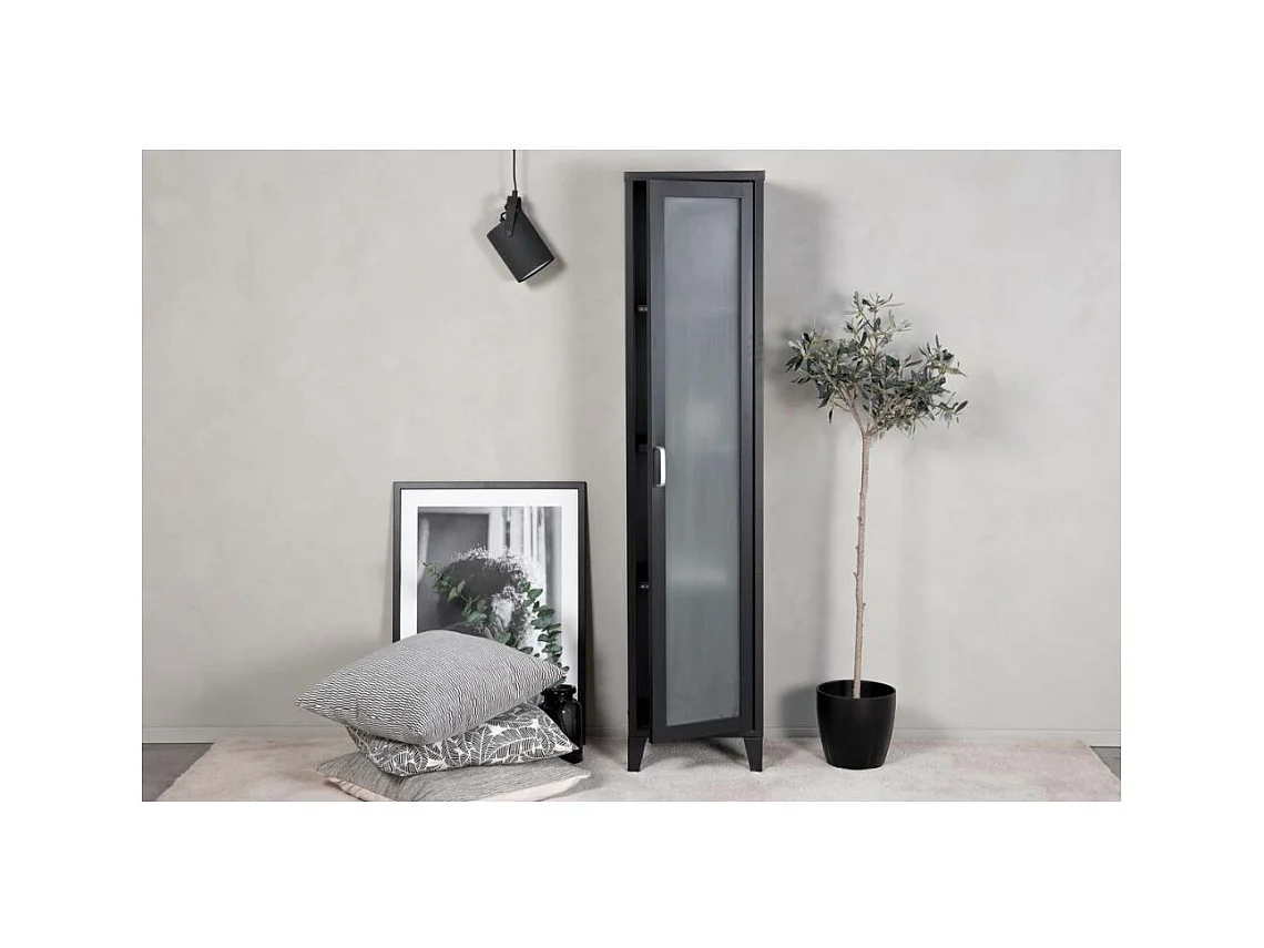 Vitrine Avec Porte Givrée "Acero" 150cm Noir