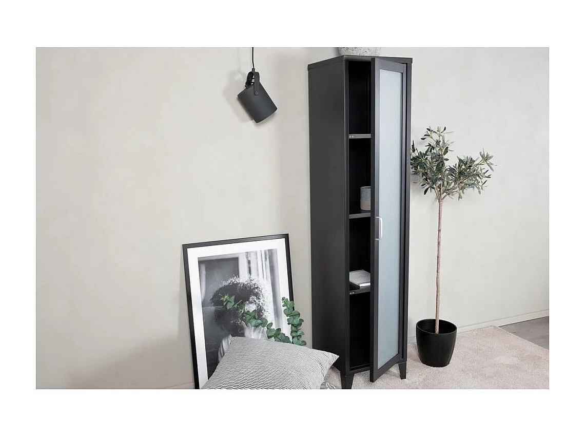 Vitrine Avec Porte Givrée "Acero" 150cm Noir