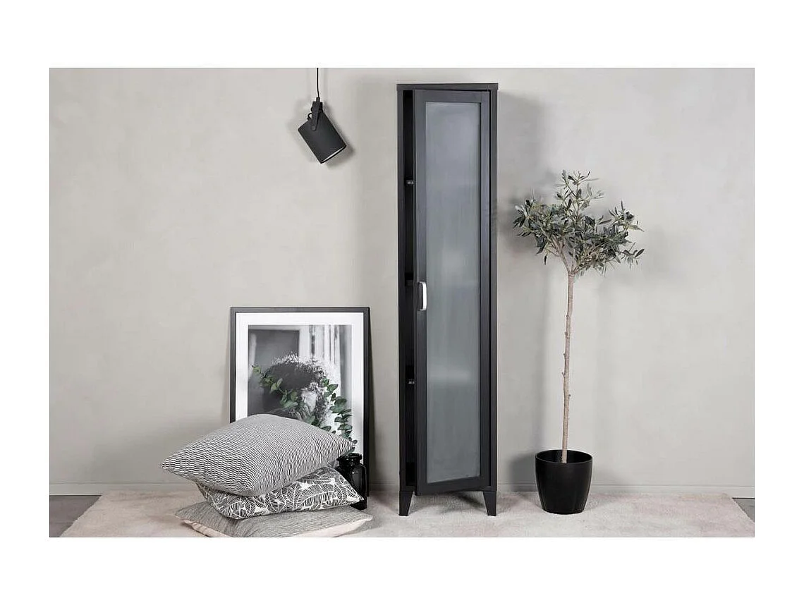 Vitrine Avec Porte Givrée "Acero" 150cm Noir